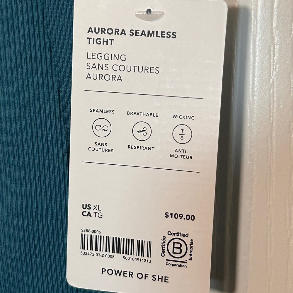 Athleta Aurora Ribbed Seamless Leggings Teal XL - Picture 5 of 9